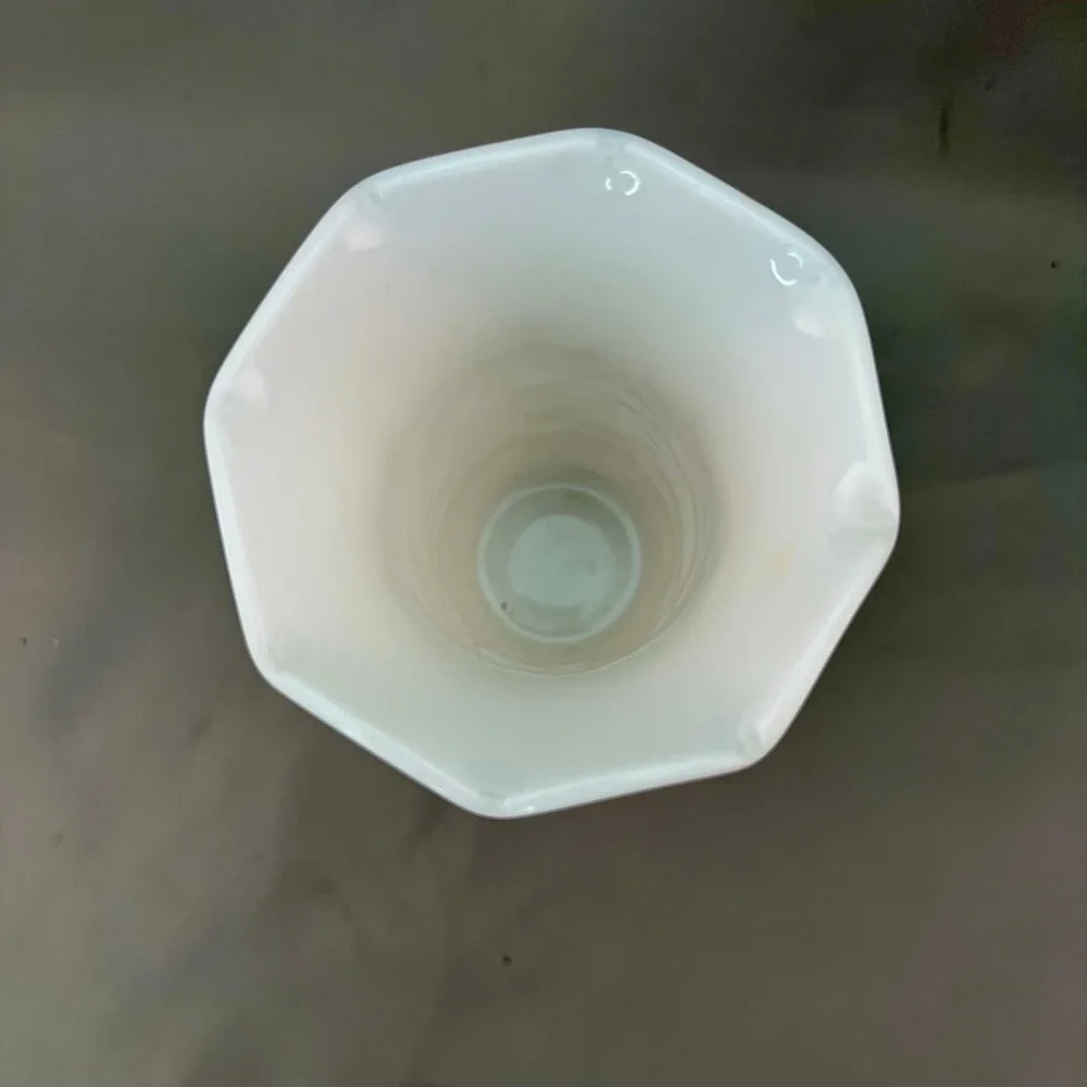 Hazel-Atlas Milk Glass Vase Small White Excellent Starburst Scalloped Rim 5.5 in